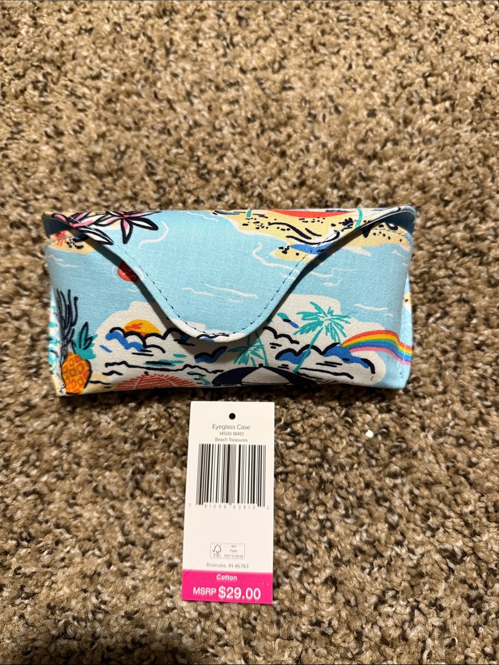 Vera Bradley Light Blue Tropical Print Sunglasses Case